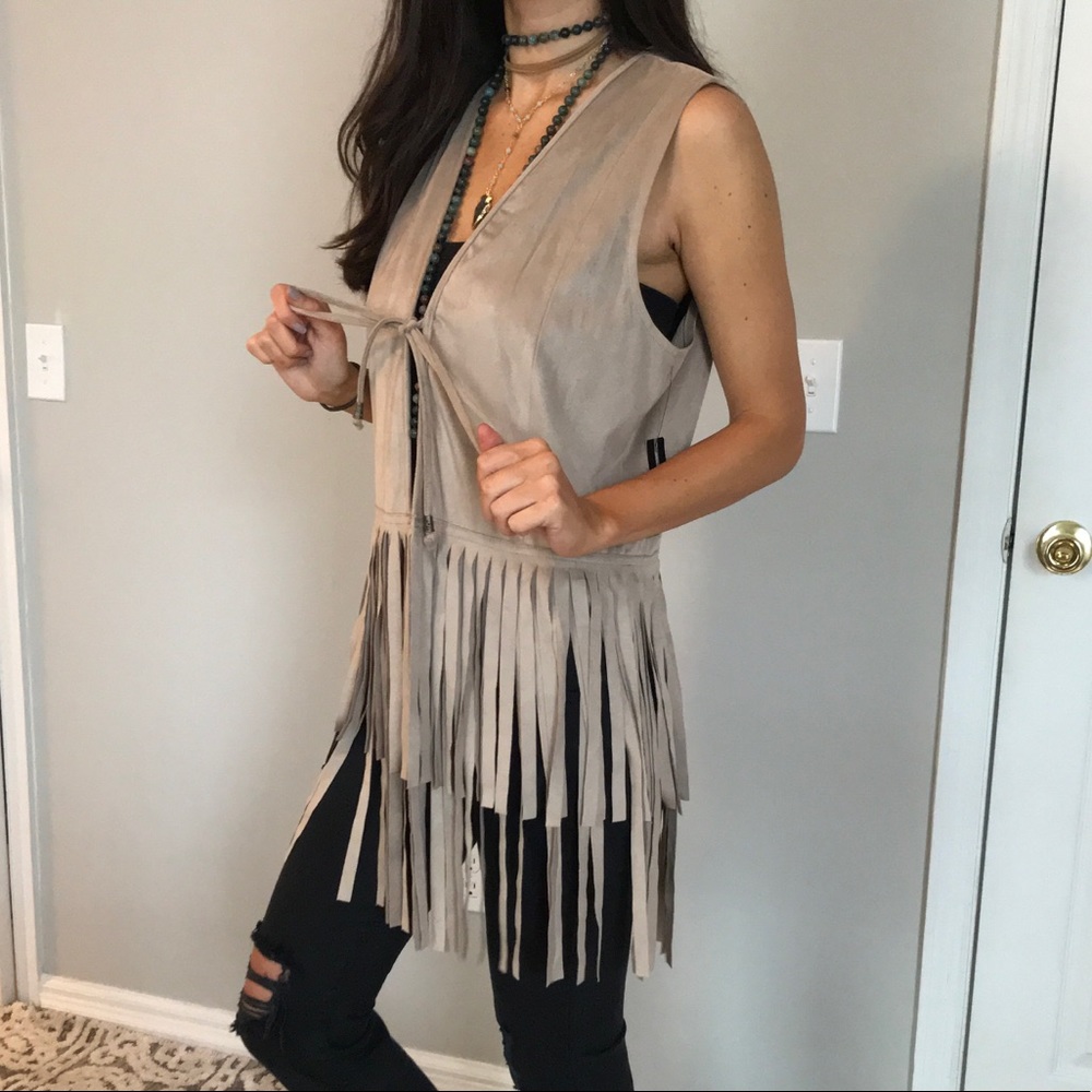 Taupe Tassel Vest